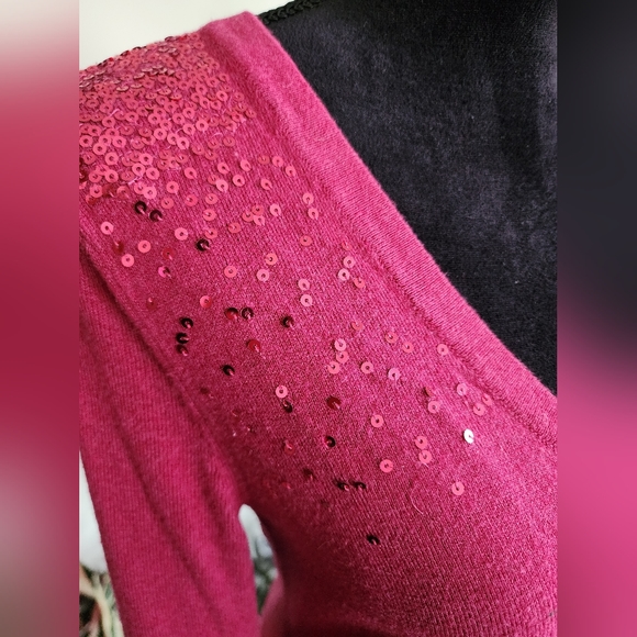 Merona sequined cardigan sweater, burgundy, size medium - Picture 3 of 6